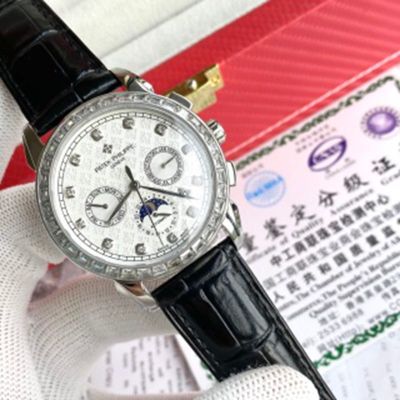 geneve tourbillon PATEK PHILIPPE Geneve Grand Complications Stainless Steel Watch with Baguettes
